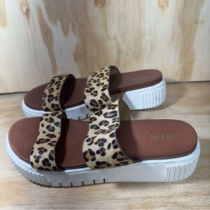 MIA Lexi Platform Slide Leopard Print Sandals Women’s Size 8.5